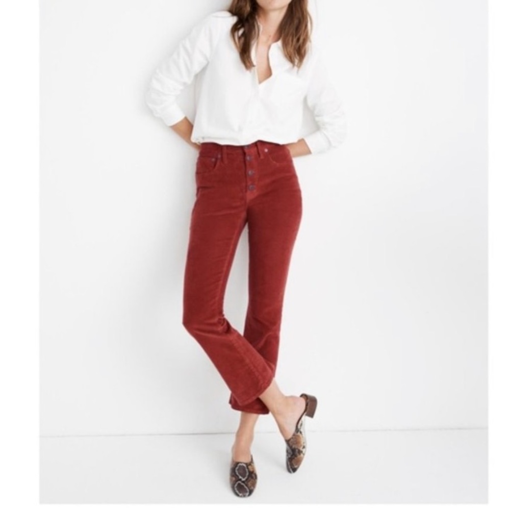 Madewell Cali-Demi boot corduroy in rust color. Size 24